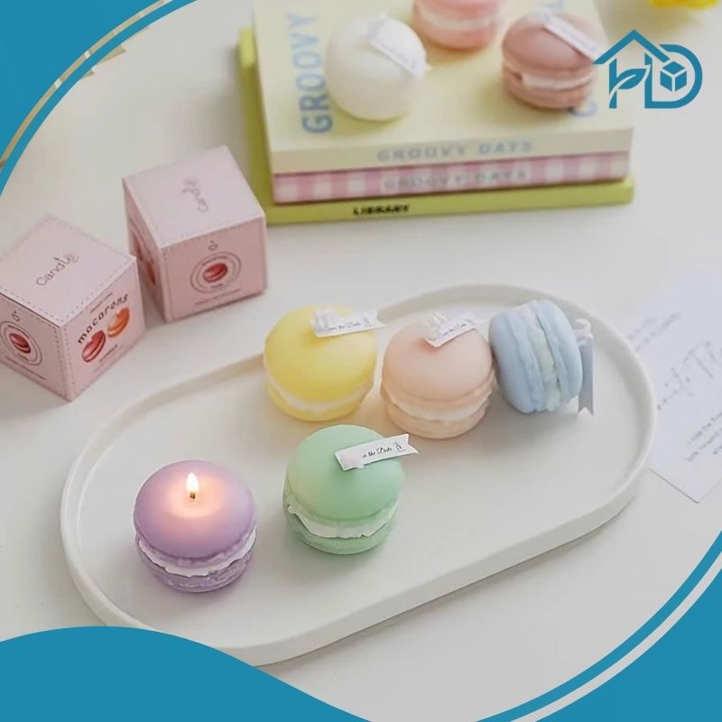 ảnh nến thơm hình bánh macaron