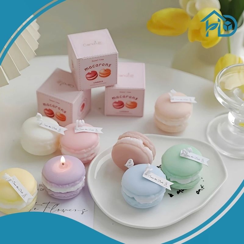ảnh nến thơm hình bánh macaron
