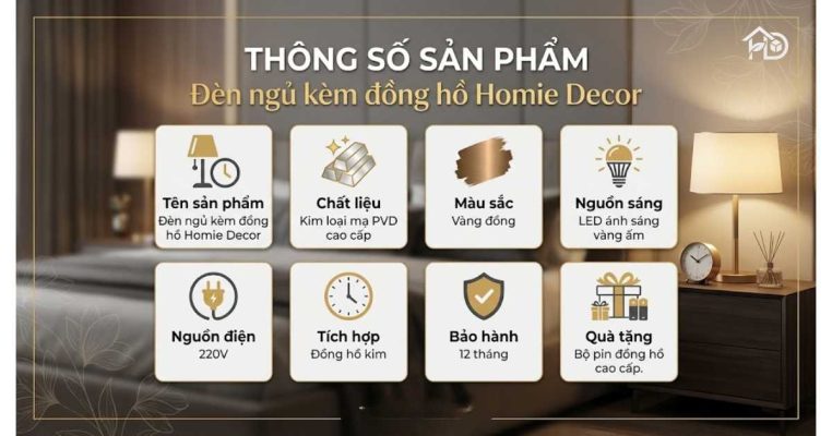Thông số đèn ngủ kèm đồng hồ